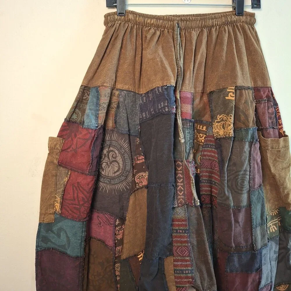 Kathmandu Patchwork Harem Pant Drop Crotch M Boho Festival Hippie Yoga Grunge